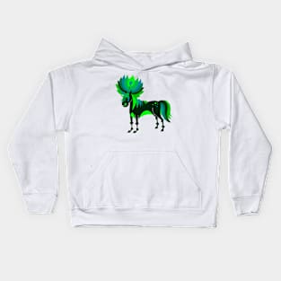 Green Petal Unicorn Kids Hoodie